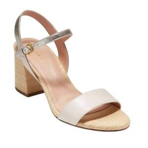 Cole Haan Womens Josie Heeled Sandals US 8.5 B Taupe Cream Suede NWOB
